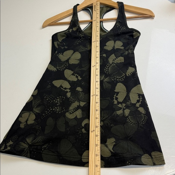Lululemon Cool Racerback Biggie So Fly Butterfly Fatigue Green Black Size 2 - Picture 6 of 7